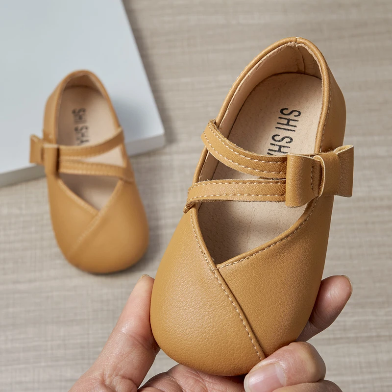 Spring Autumn Kids Leather Shoes Solid Color Cut-outs Baby Girl Toddler Flats Infant Girls Sneakers Soft Fashion Bow Dress Shoes
