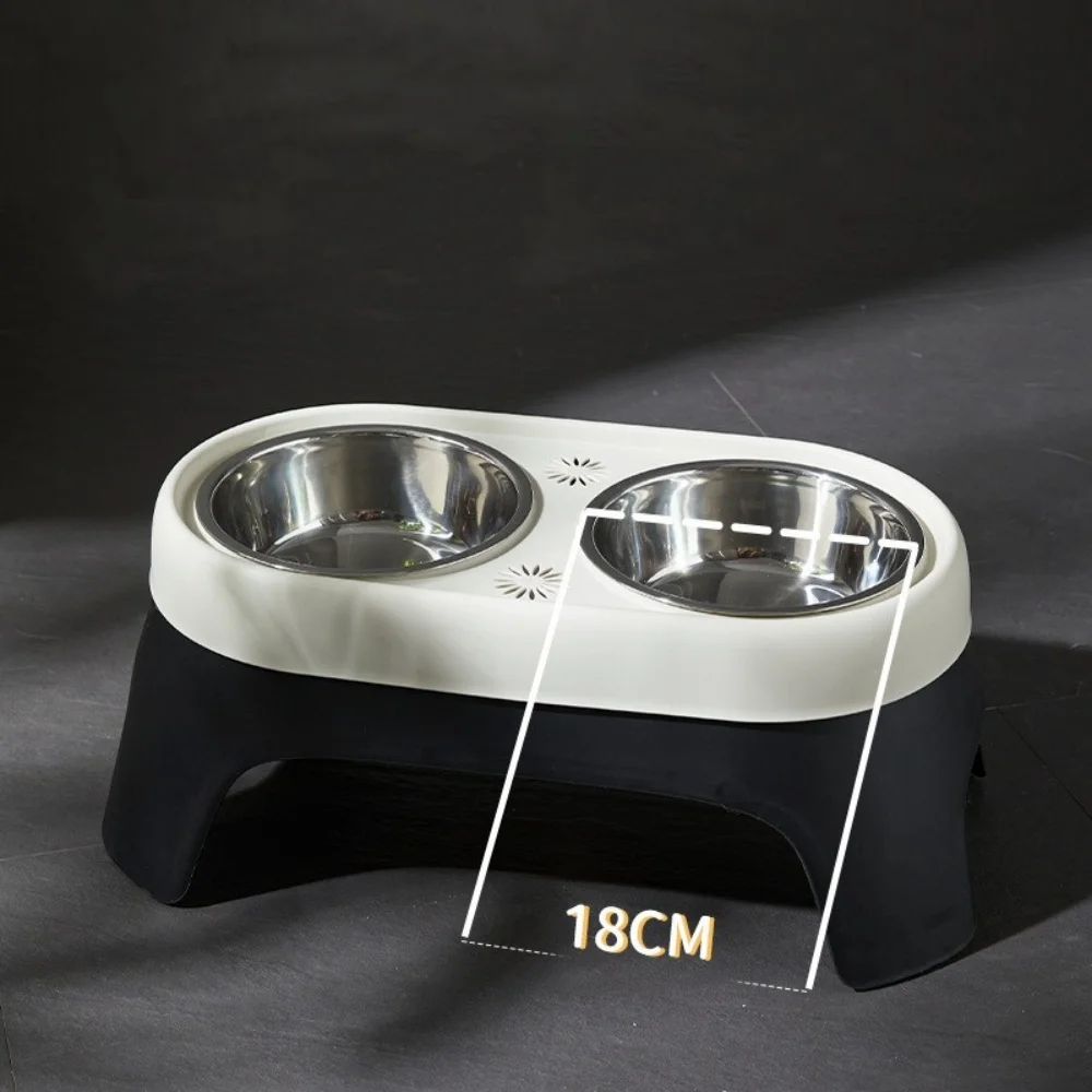 Elevated Pet Bowl Anti Knock Stainless Steel Food Cat Dog Feeding Bowls Double Bowl High Foot Leak Proof Pet Feeder Accessories 4