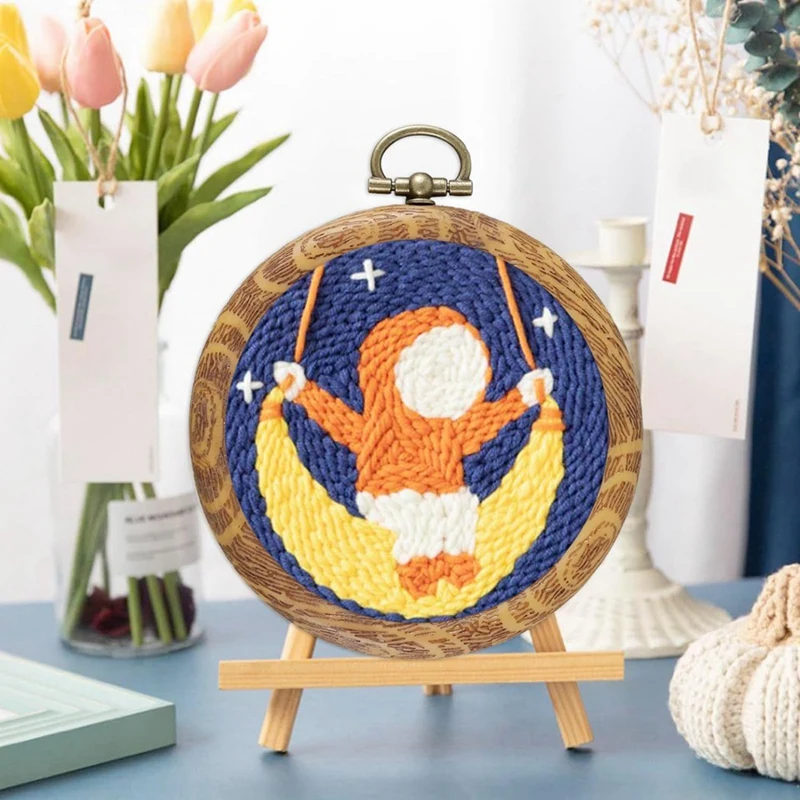 10Pcs Round Embroidery Hoops Set 3 Inch Imitated Wood Embroidery Display Frame Kit For DIY Art Craft Sewing And Hanging