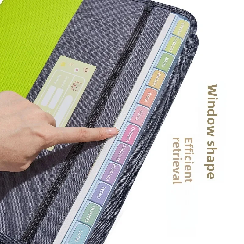 Double Zipper File Organizer Storage Bag PP Material Student Exam Papers Subject Classification Document Holder High Capacity