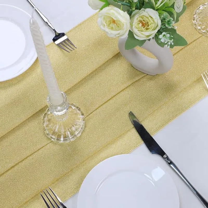 Description Picture 3 of item10ft Glitter Gold Table Runner Gauze Cloth Tablecloth Party Supplies Wedding Decoration Baby Shower Christmas Decor Table Cover