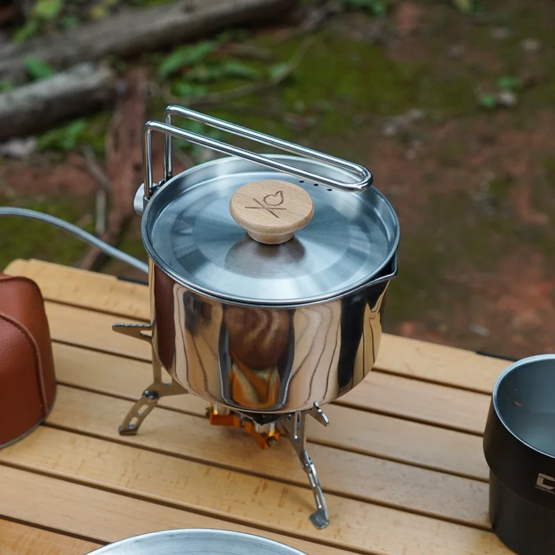 

Portable Stainless Steel Kettle Coffee Pot Foldable Camping Pot Teapot Kitchen Equipment Set for Mountaineering Tourism Hiking