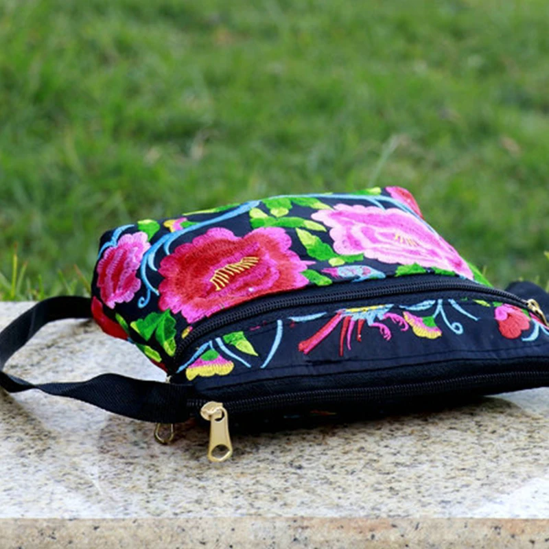 Embroidered Crossbody Bag, Women's Canvas Shoulder Bag, Stylish Travel Crossbody Bag, Women's Purses