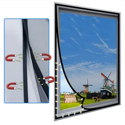 Magnetic Screen Mesh Mosquito Net - Customizable Size, Black Invisible Fiberglass Anti-Insect Curtains - Width 110cm (Height 160cm)