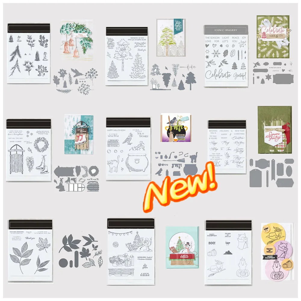 

New Catalogue DE/FR/EN Christmas Clear Stamps And Metal Cutting Dies UP Scrapbook Diary Decoration Noel Halloween Stamping Dies