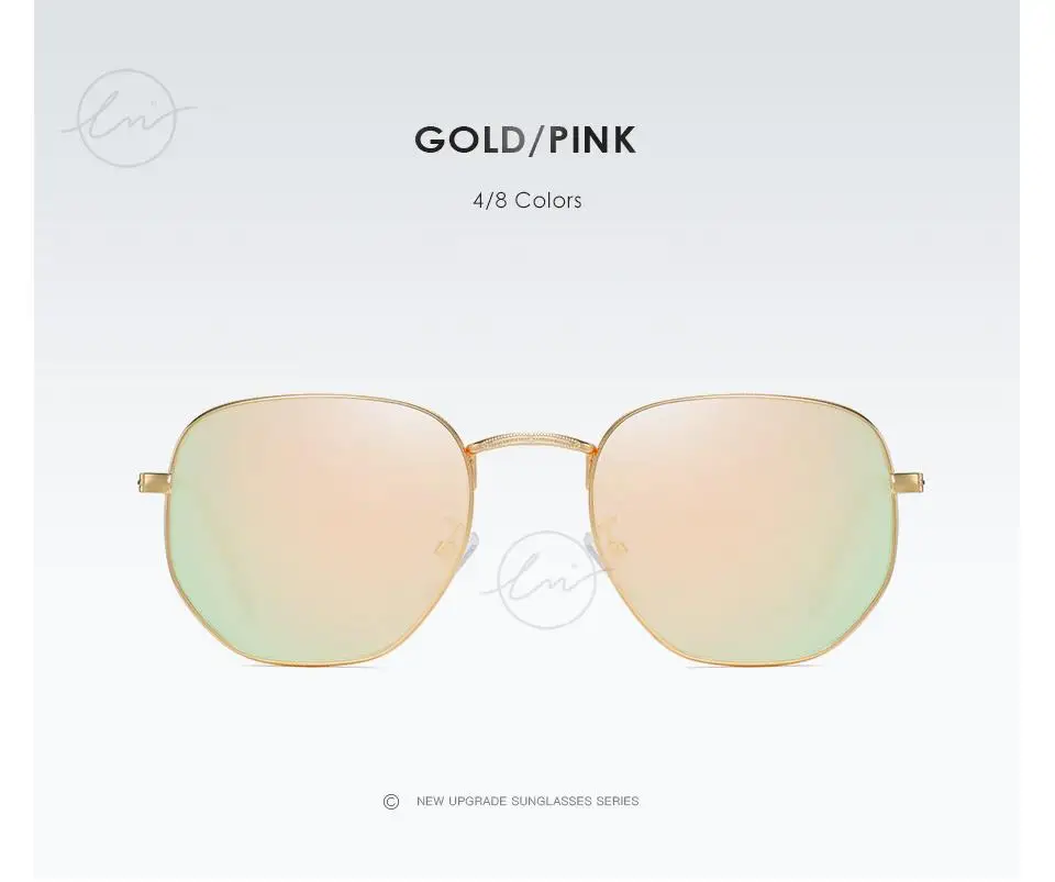 LM Fashion Damen Kleine Sechseck-Sonnenbrille Herren Retro Polarisierte Metallbeschichtung Spiegel Sonnenbrille Schutzbrille UV400 Brillen_voghion.com