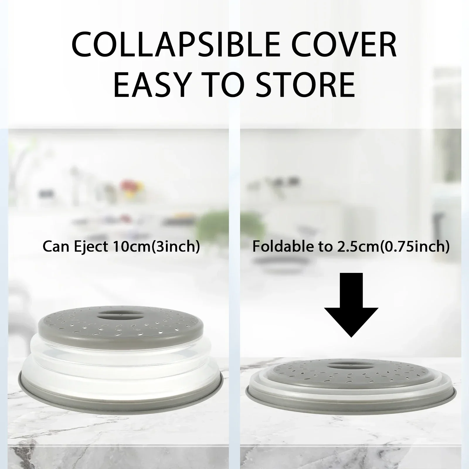 Microwave Splatter Cover Collapsible Food Plate Cover Drainer Basket Microwave Heating Splash-proof Cover Kitchen Cooking Lid