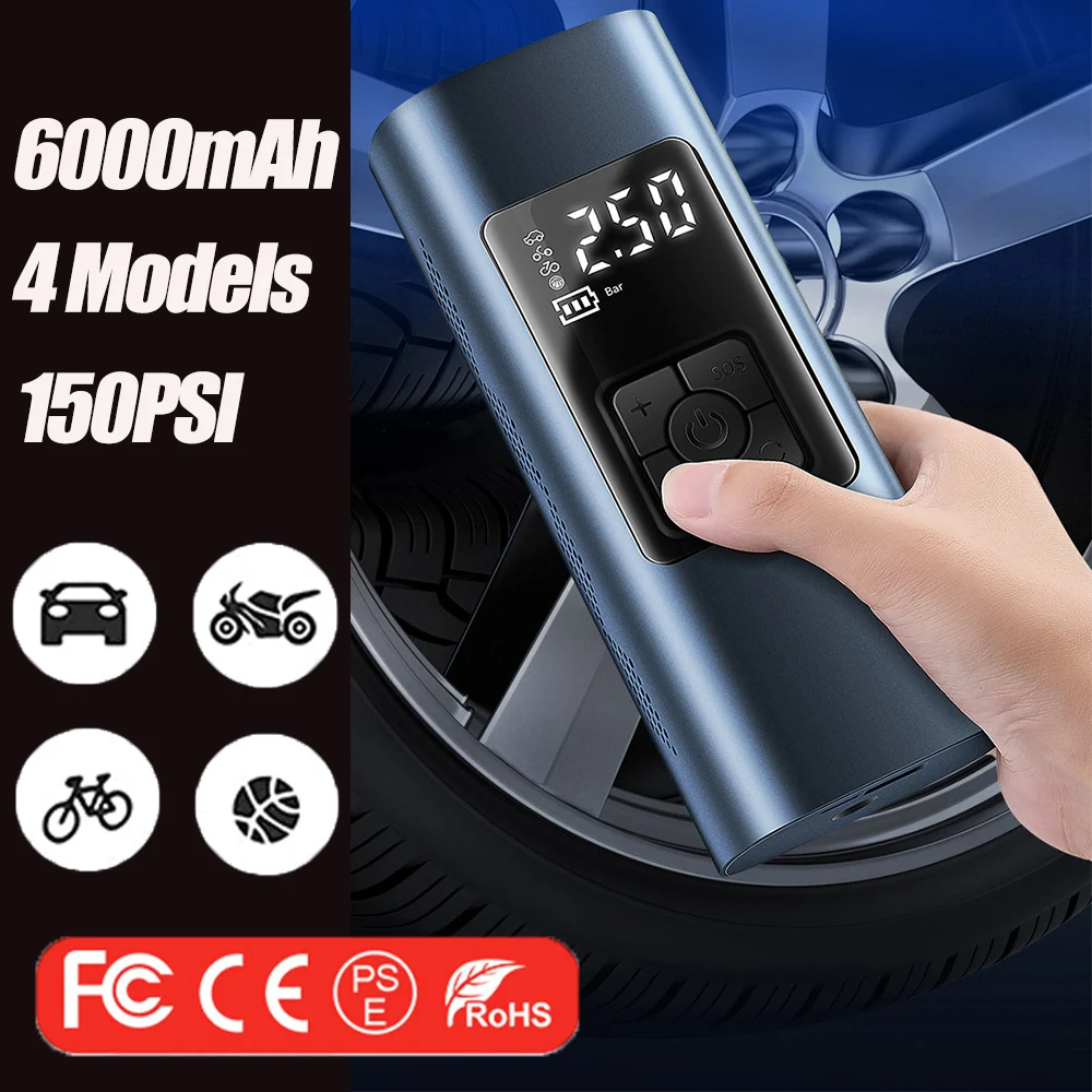 

Wireless Car Electrical Air Pump Aluminum Alloy Portable Compressor Tire Inflatable deflate Inflator LED For Motorcycle Bicycle