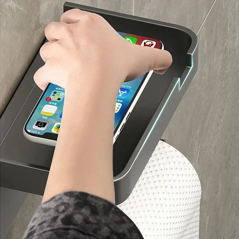Plastic Steel Toilet Paper Holder Bathroom Wall Mount WC Paper Phone Holder Shelf Towel Roll shelf Accessories Paper Towel Holder Toilet Paper Holder Toilet Paper Rack Toilet Roll Holder Paper Towel Rack