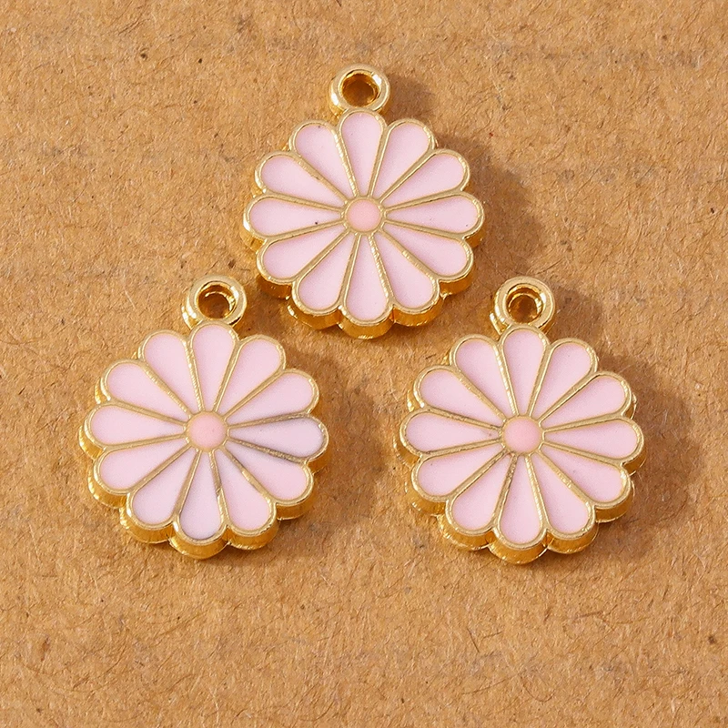 10 Stück süße Emaille-Sonnenblumen-Charms-Anhänger für Halskette, Armband, Ohrringe, DIY-Schmuckherstellung, Zubehör, Zubehör – Detail 6