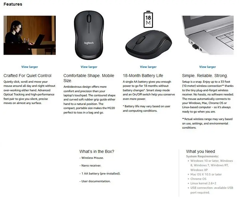 Logitech M220 Wireless Mouse 1000DPI 2.4GHz Silent Slim Smart Mouse Fast Tracking Computer Laptop Tablet For Mac Os/window 10/8