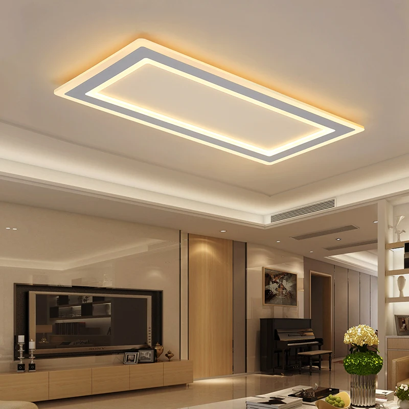 

Surface mounted Rectangle Modern led ceiling chandelier living room dining room bedroom Ultra-thin ceiling chandelier fixtures