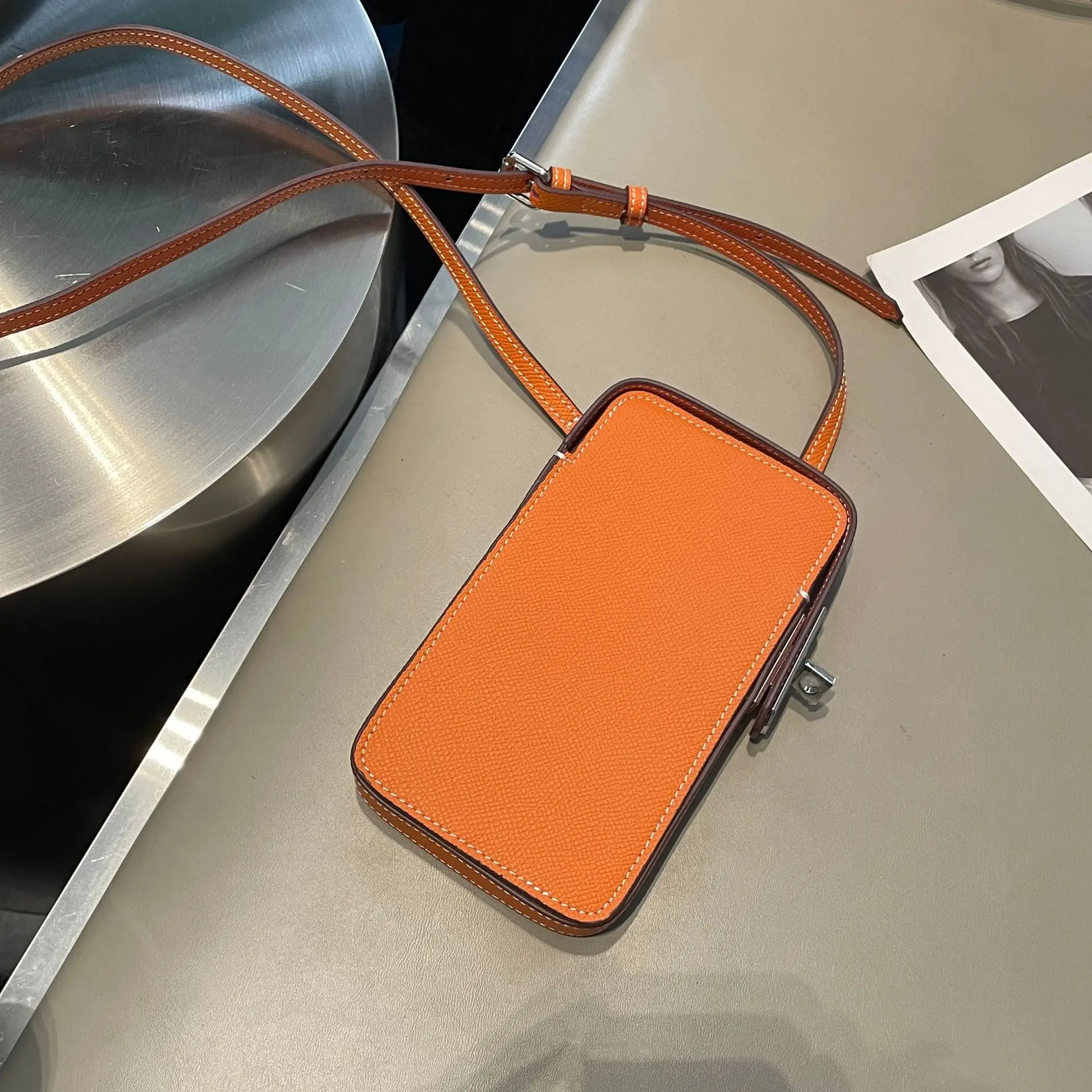 Women's Genuine Leather Crossbody Phone Bag - Luxury Designer Fashion Mini Purse