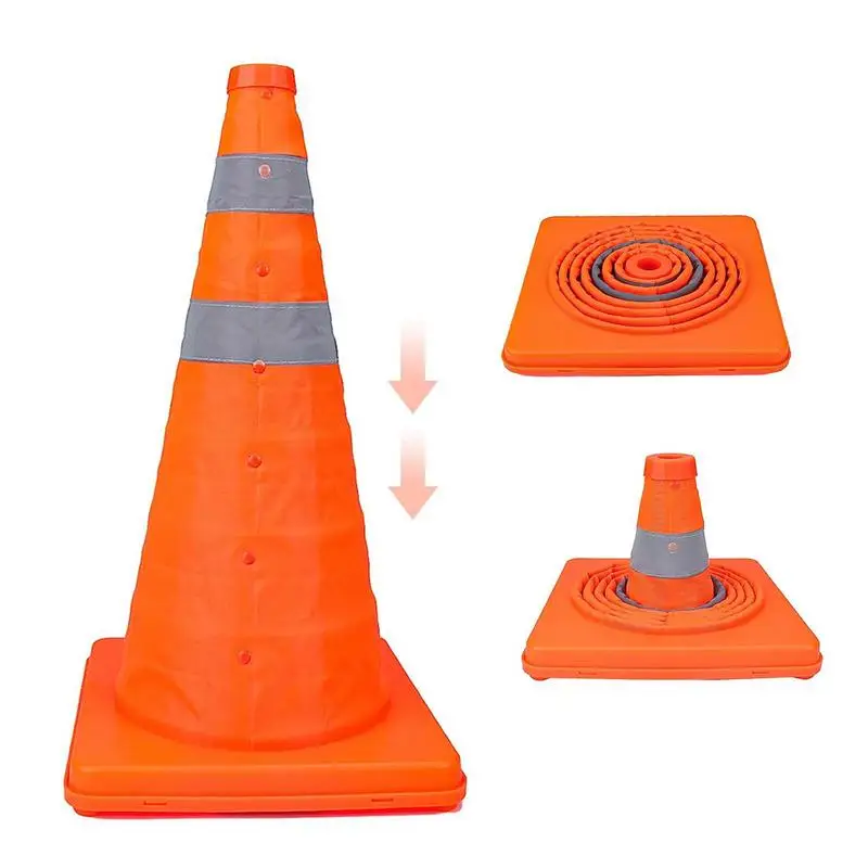 

45cm Height Collapsible Traffic Cones Multi Purpose Reflective Safety Cones Foldable Road Cones Parking Cones