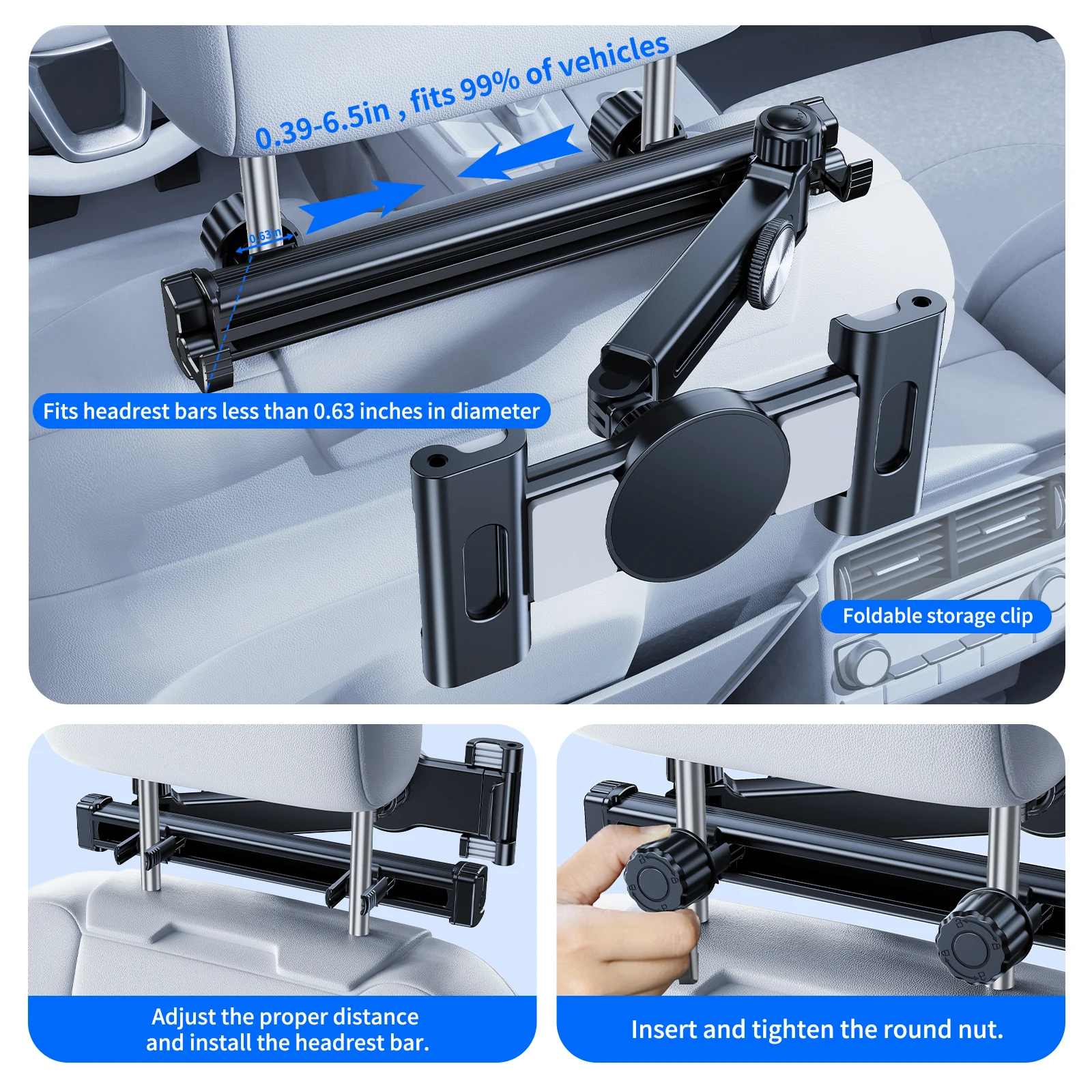 Eary Car Seat Tablet Holder Phone Stand With 360 Rotatable Foldable Adjustable Car Phone Bracket Hanger Car Interior Accessories