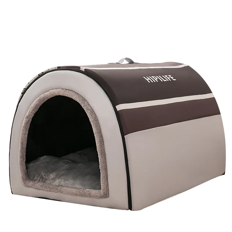 Inverno Pet Cat Bed Pieghevole Dog House Dog Villa Sleep Kennel Nido Rimovibile Caldo Chiuso Cave Sofa Pet Supply Лежка Ля Собак