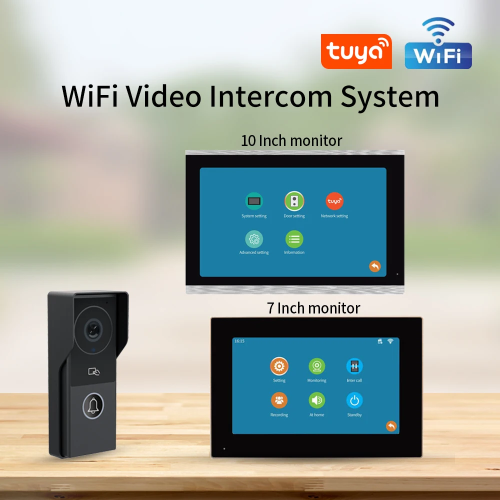 Tuya Video Door Monitor TUYA 1080P 7/10 Inch Touch Screen AHD