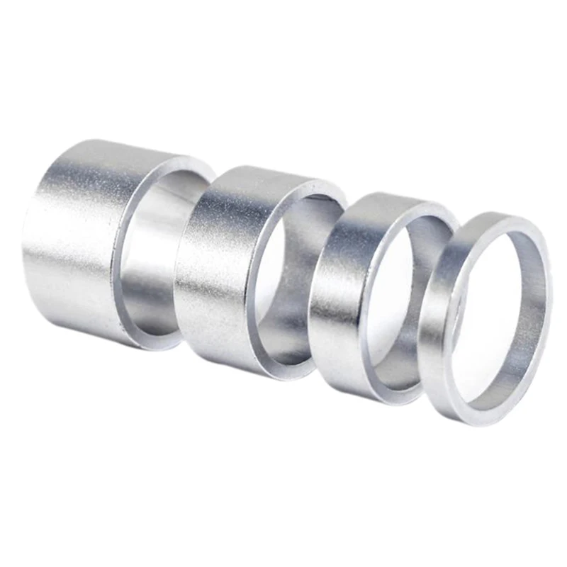 실버 알루미늄 합금 헤드셋 스템 스페이서, MTB 28.6mm 포크 와셔 캡, 로드 바이크 사이클링, 5mm, 10mm, 15mm, 20mm, 4 개 세트