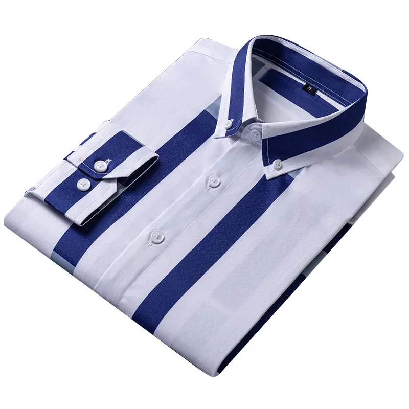 

Men's Striped Shirts Casual Long Sleeve Button Down Slim Fit Blouse USA XS-L