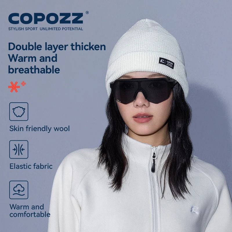 COPOZZ Winter Ski Knit Cap Gender Solid Color Wool Warm Casual Hedging Cap Ski Beanies Caps  for Men Women 3