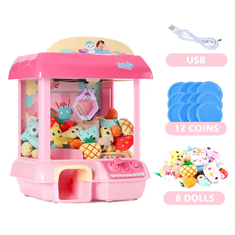 DIY Doll Machine Kids Coin Operated Play Game Mini Claw Catch To
