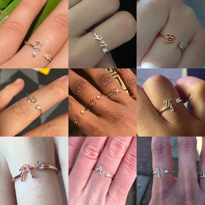 Initial Letter Rings For Women Stackable Name Stainless Steel Ring Couple Jewelry BFF Gift For Sister stackable rings stainless steel rings finger rings couple rings fashion rings fashion ring metal rings