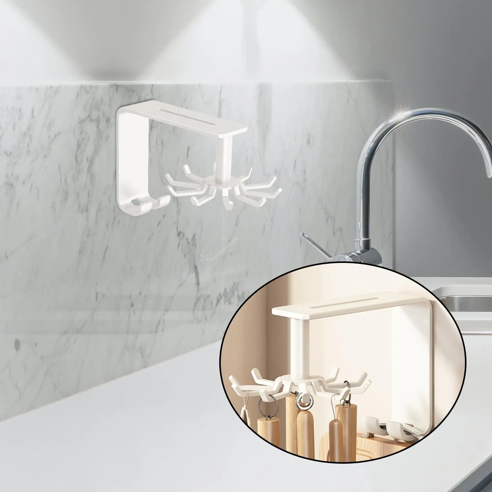 Utensils Hanging Rack Wall Mounted Kitchen Utensil Hooks Kitchen Wall Organizer for Cutting Board Pans Gloves Towel Whisk