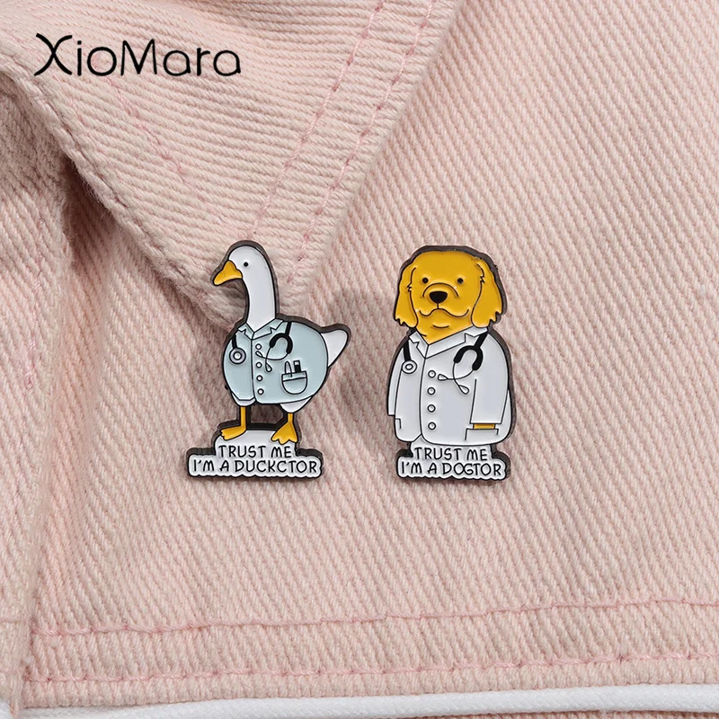 

Trust Me I'm A Dogtor Enamel Pin Cartoon Animal Doctor Veterinary Brooches Lapel Badge Funny Jewelry for Nurse Medicine Student