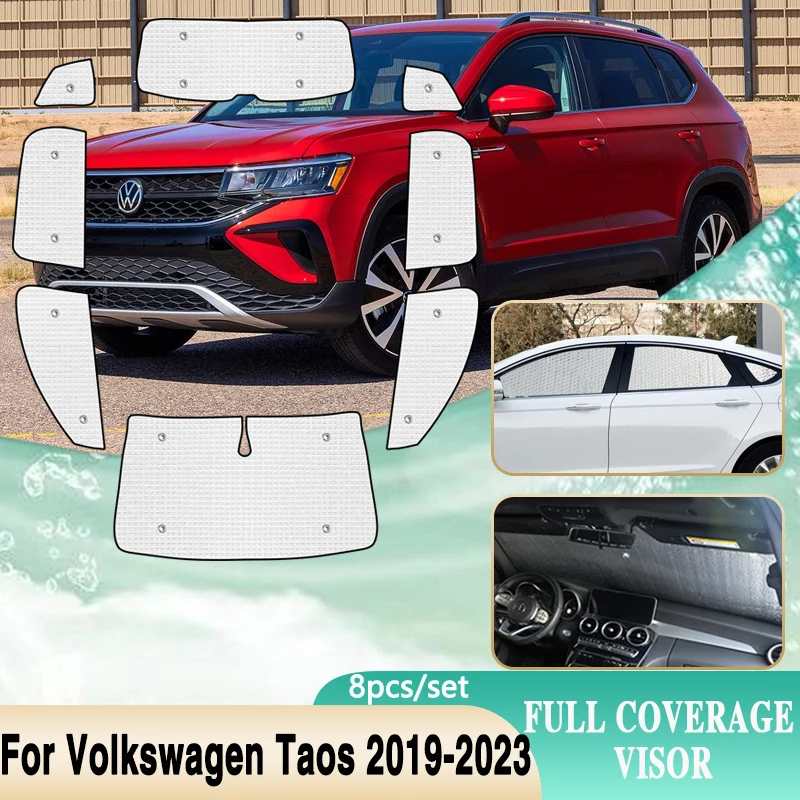 

Full Coverage Sunshades For Volkswagen VW Taos 2023 Accessories 2019~2022 Tharu Sun Protection Windshield Window Visor Interior