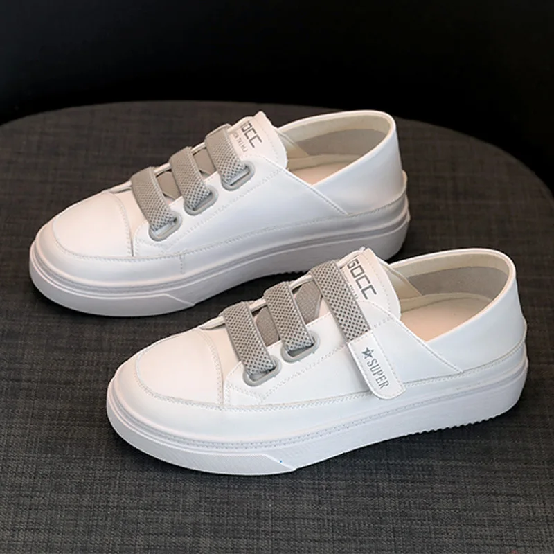 Scarpe bianche leggere a fondo piatto in vera pelle con rete a rete per scarpe da tavola Casual Comfort traspirabilità