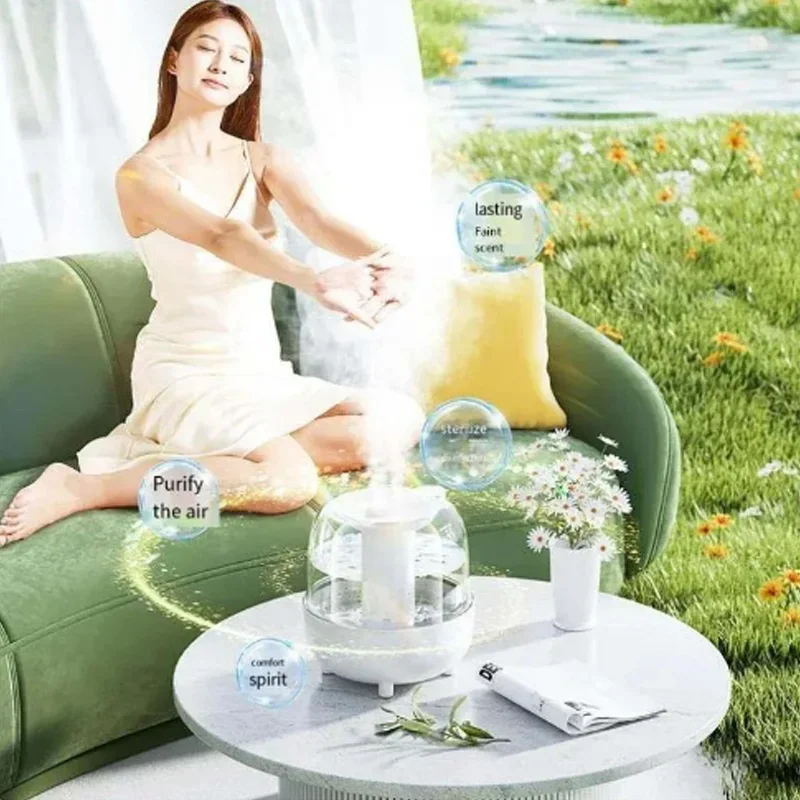 4L Large Capacity Dual Spray Humidifier Home Mute Bedroom Office Night Light Usb Humidifier with Nanofine Mist