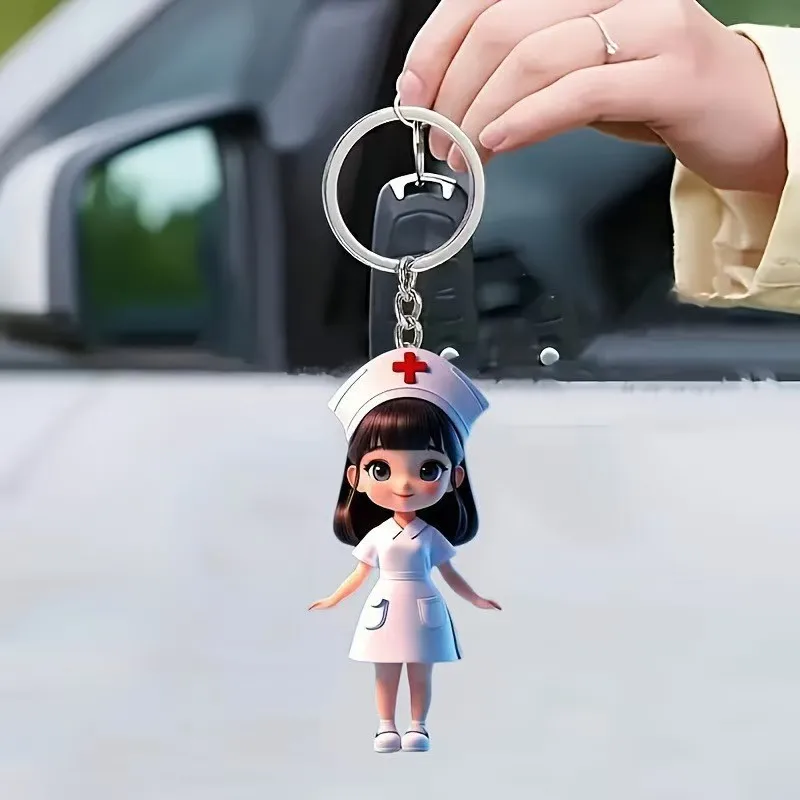 1pc 귀여운 간호사 키 체인 펜던트 아크릴 배낭 장식 침실 의사의 선물 덕분에 의사의 선물 의료 학생 데일리 복장 2026