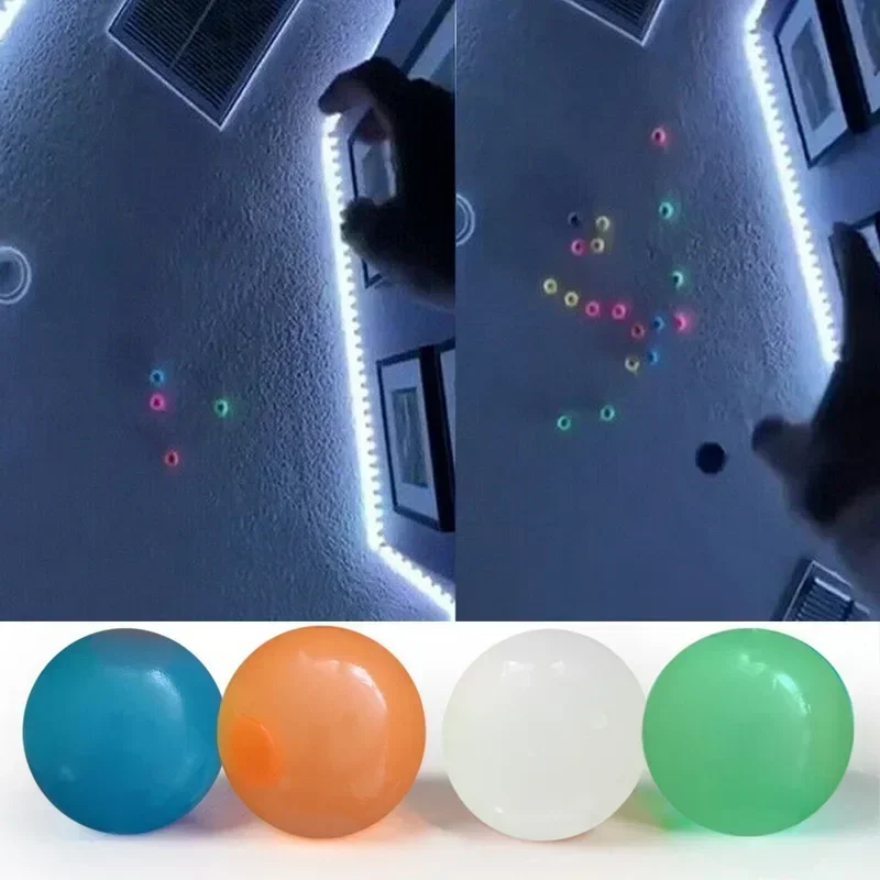 1/4pcs Stick Wall Ball Fluorescent Squash Xmas Sticky Target Ball Decompression Throw Fidget Gift Novelty Stress Relief Gifts fluorescent sticky ball toy