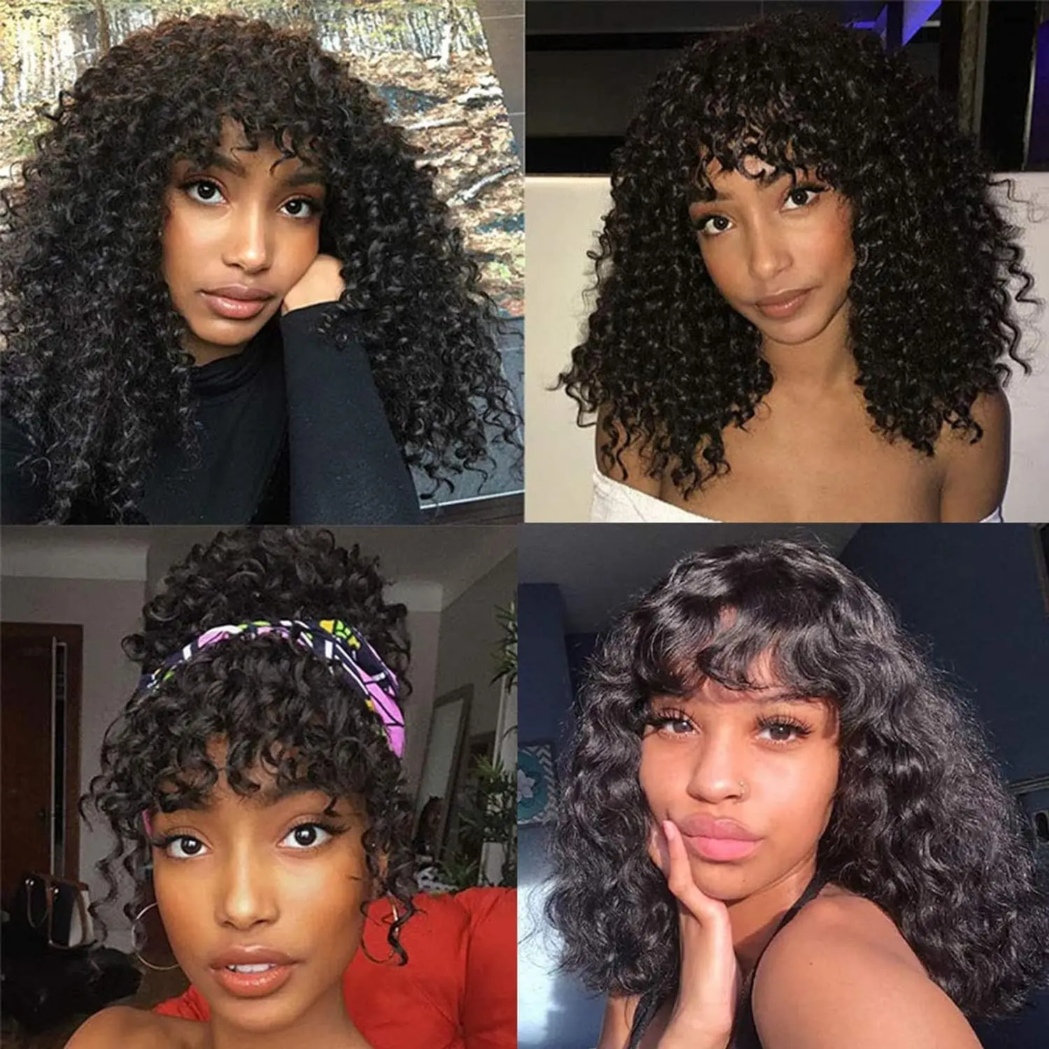 Jerry Curly Short Pixie Cut Bob Brazilian Human Hair Wigs With Bangs Water Wave Virgin Hair Glueless Full Machine Made Curly Wig