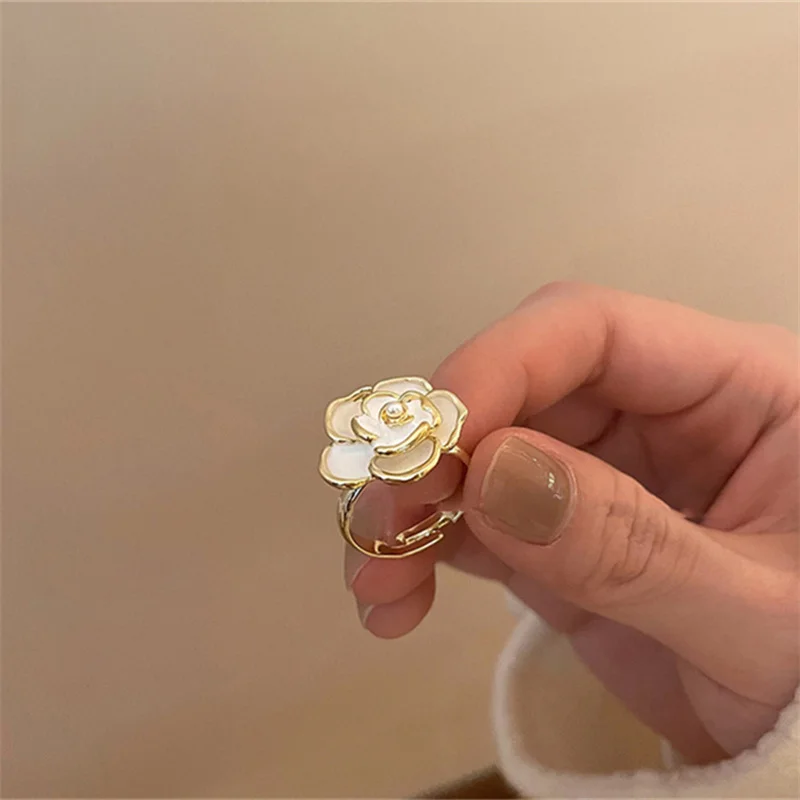 Rose Flowers Vintage Resizable Finger Rings Valentine's Day Gift Jewelry Open Ring Women