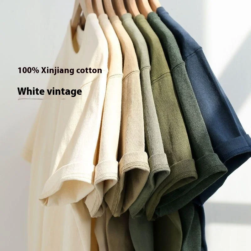 Men's Cotton Summer T-Shirt Loose Bottoming Shirt Teenage Mens pajamas Tops Casual Short-Sleeved T-Shirt Japanese Men's Clothing