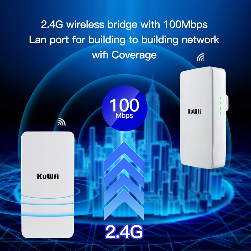 KuWFi Outdoor WI FI Router Wireless 2.4G Wifi Repeater 300Mbps Point to Point Wifi Signal Amplifier Increases Wifi Range 1KM — view 2