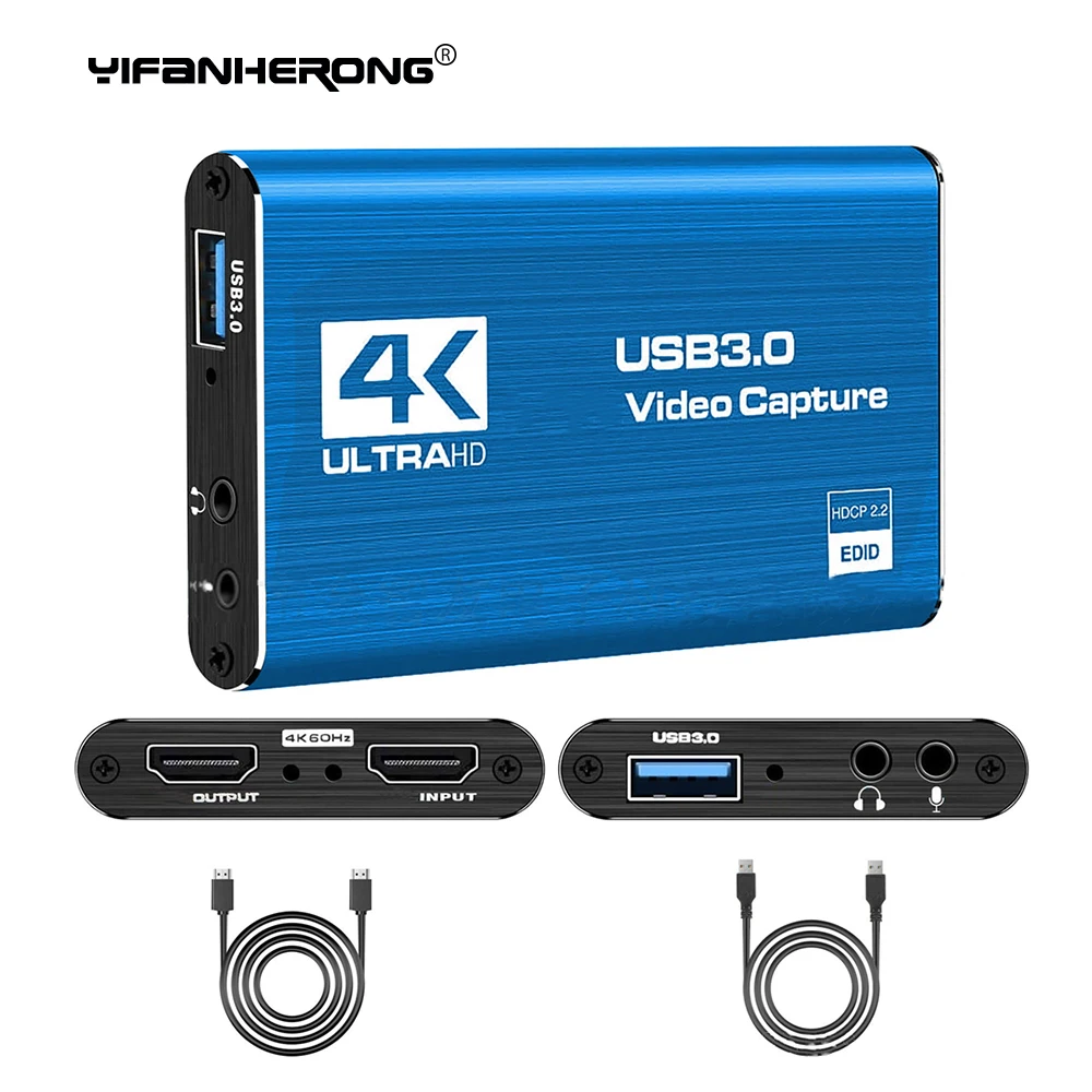 HDMI-Compatible Video Capture Card 4K Record USB3.0 1080P 60FPS Game Capture Device For OBS Capturing Game Card Live