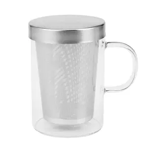 Glass Tea Mug, Stainless Steel Filter & Lid S'050XD S'049XD