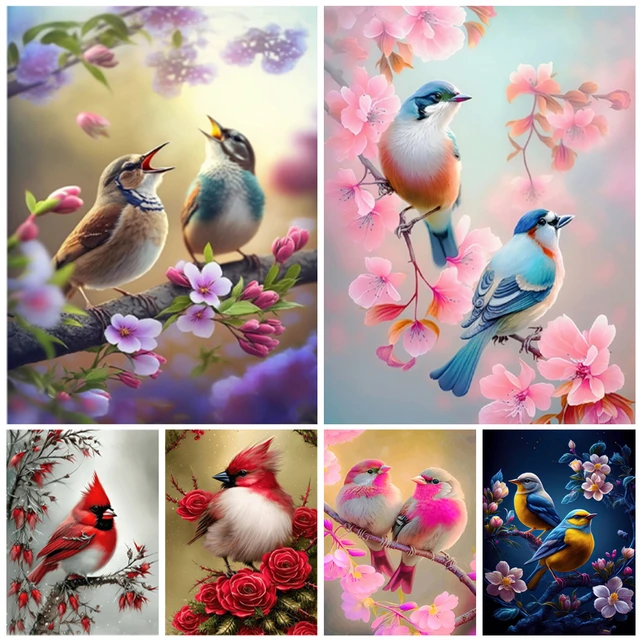 Cheap New 5D DIY Diamond Painting Flowers birds Diamond Embroidery Animal  Cross Stitch Crafts Full Round Drill Home Decor Gift