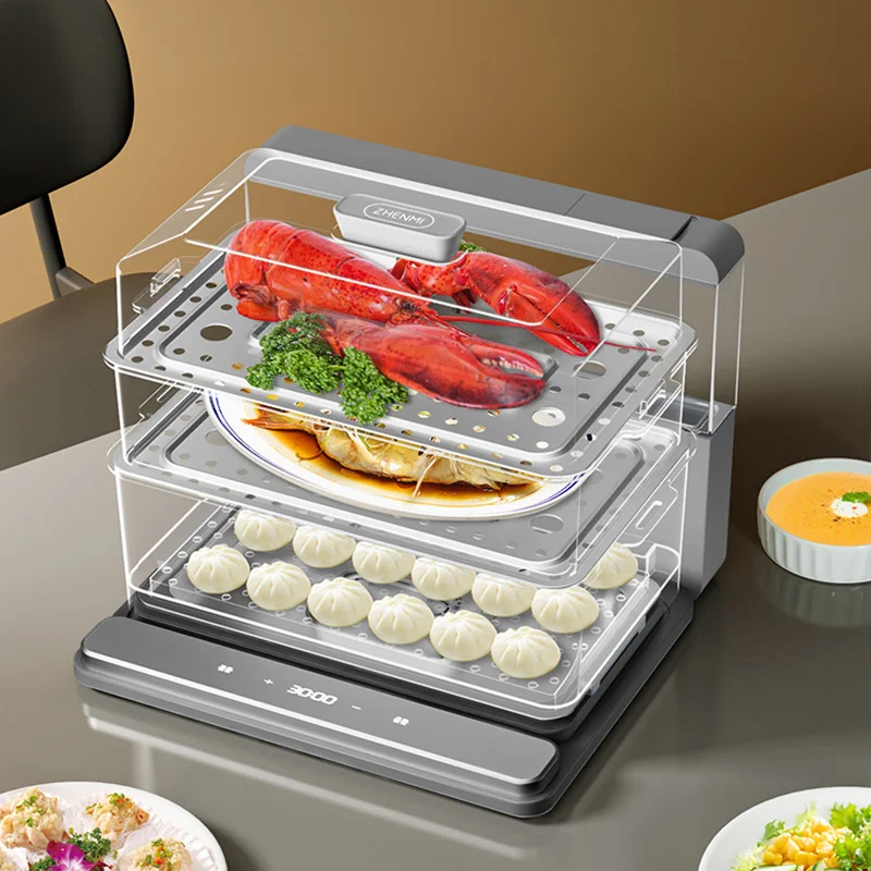 ZHENMI Folding Steam Cooking Pot Z6 Electric Steamer Home Steamer Transparent Multifunctional Large Capacity Three Layer