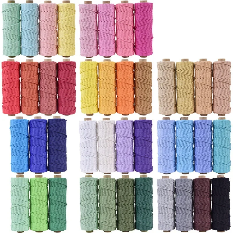 3mm Cotton Cord Colorful Handmade Rope Twisted Macrame String DIY Home Wedding 50m Handmade Macrame Boho Decor