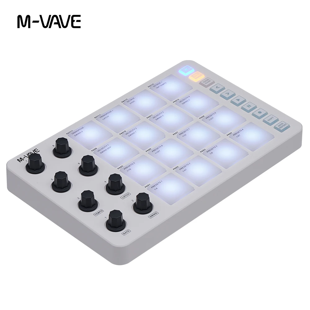 Electronic Musical Instrument Midi Control Keyboard M-Vave SMC-PAD LaunchPad design port&aacute;til controlador MIDI sem fio bateria recarreg&aacute;vel 16 RGB
