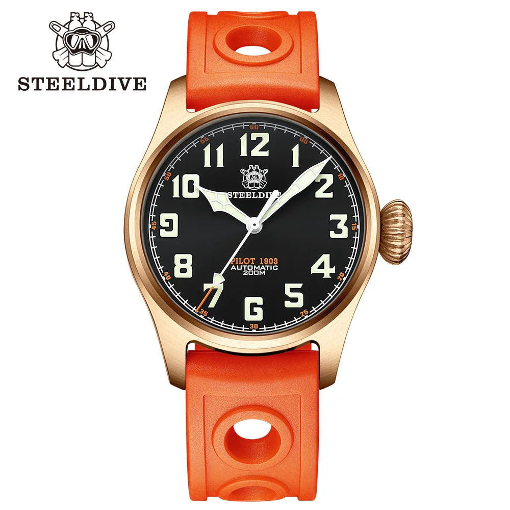 

STEELDIVE Official SD1928VS Luxury Bronze Mechanical Men's Wristwatch Swiss Super Luminous NH35 Movement 200M Waterproof Watch