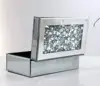 Luxury Silver Crushed Diamond Glass Mirrored Jewelry Box Storage Earrings Necklace Makeup Drawer Organizers Gifts for Women 5