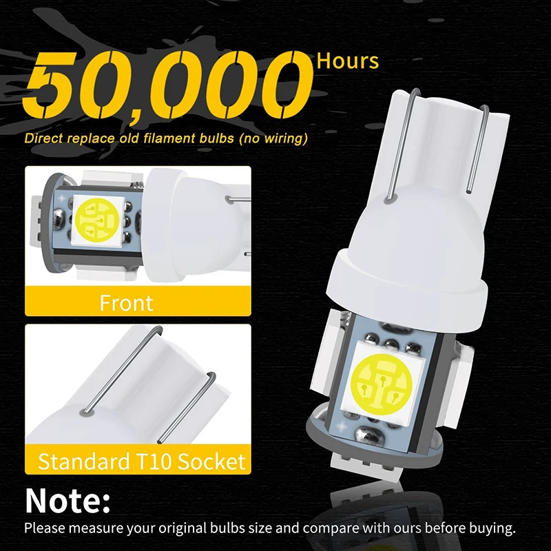 T10 5W5 W5W LED ,  ڵ  ̵ Ʈ ׸    Ʈũ ȣ , 5050 5SMD 12V 7000K, 10 