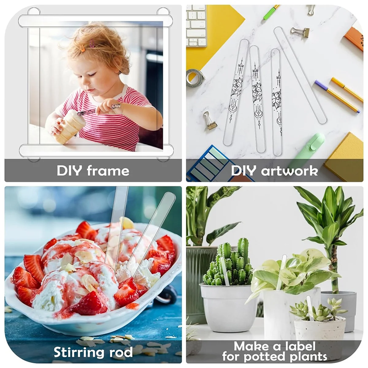 Popsicle Sticks 4.5 Inch Acrylic Cakesicle Sticks Reusable Ice PopSticks Plastic Popsicle 30PCS (Clear) popsicle sticks