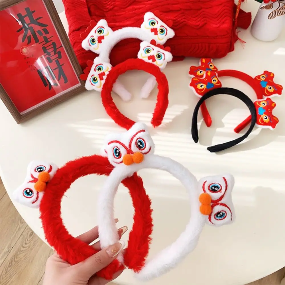 Lion Awakening New Year Headband Red Hairband Cartoon New Year Headdress Chinese Style New Year Headwear Lion Awakening Headband