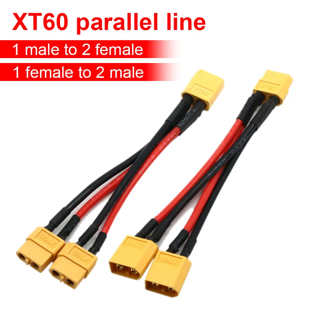 XT60MaleFemaleCableParallelBatteryConnector3Way14AWGSilicone