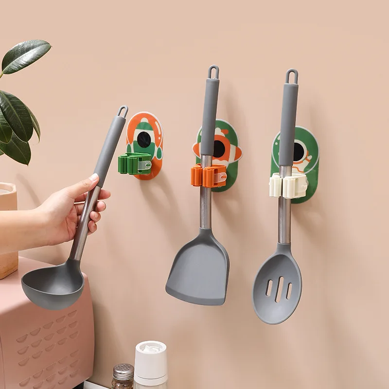 Essential Bathroom Organizer: No-Drill Mop & Broom Hook-Robust Adhesive Rack with Super Strong Glue, Effortless Cleaning Tool
